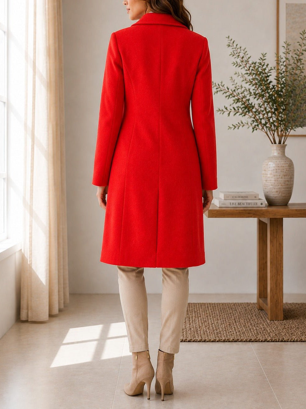Ladies Orange 3 Button Melton Coat - StylePhase SA