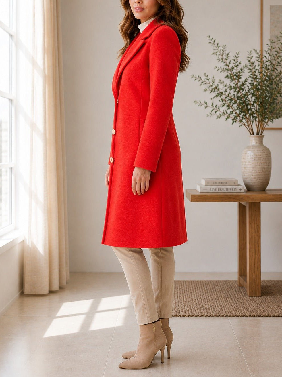 Ladies Orange 3 Button Melton Coat - StylePhase SA