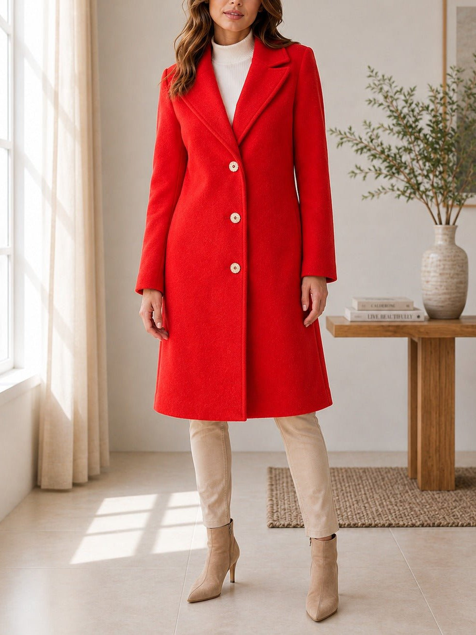 Ladies Orange 3 Button Melton Coat - StylePhase SA