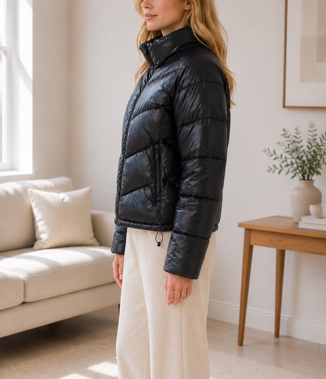 Ladies Padded Crop Zip Jacket - StylePhase SA