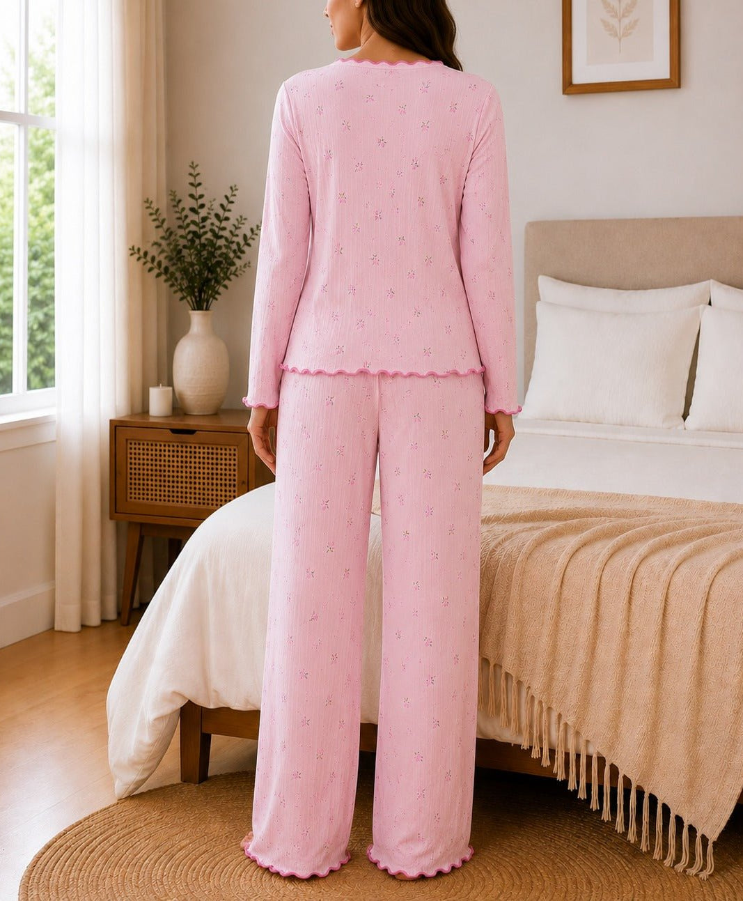 Ladies Pink Bow Detail Pyjama - StylePhase SA