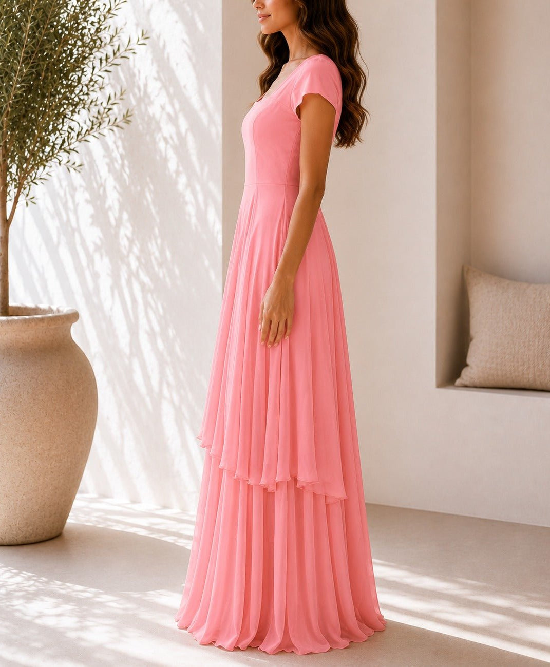 Ladies Pink Layered Maxi Dress - StylePhase SA