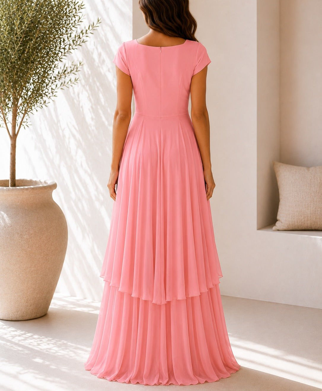 Ladies Pink Layered Maxi Dress - StylePhase SA