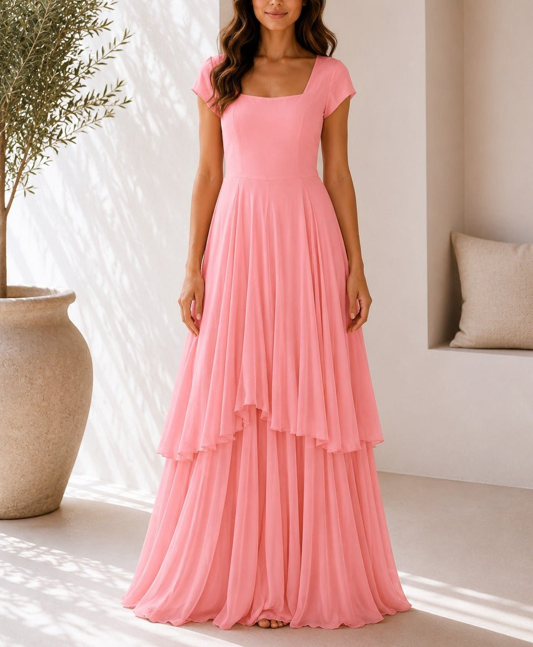 Ladies Pink Layered Maxi Dress - StylePhase SA