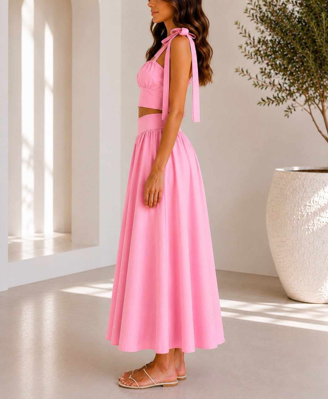 Ladies Pink Maxi Two-Piece Set - StylePhase SA