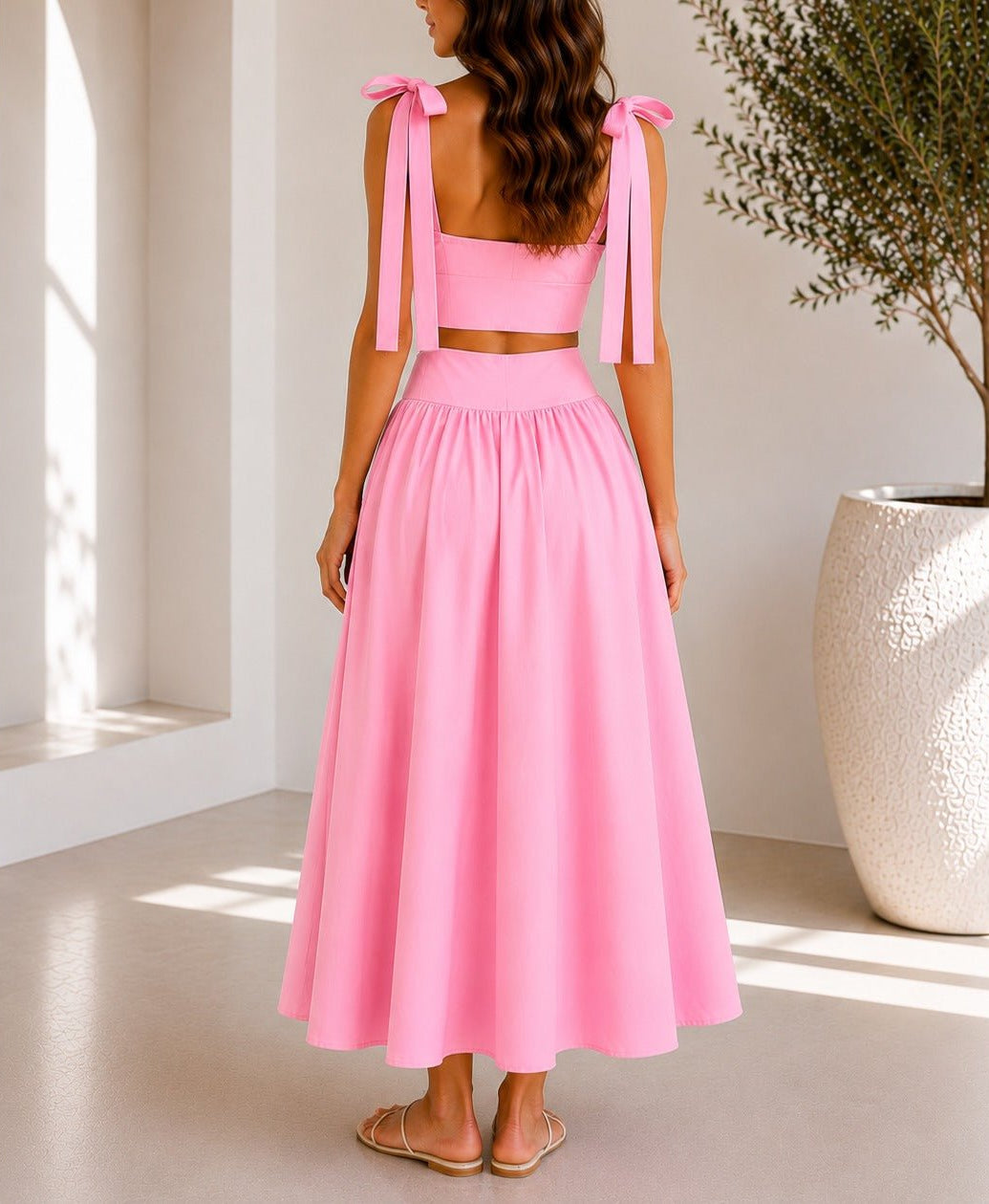 Ladies Pink Maxi Two-Piece Set - StylePhase SA