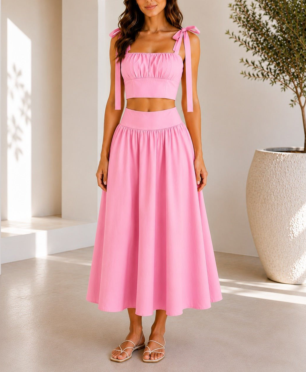 Ladies Pink Maxi Two-Piece Set - StylePhase SA