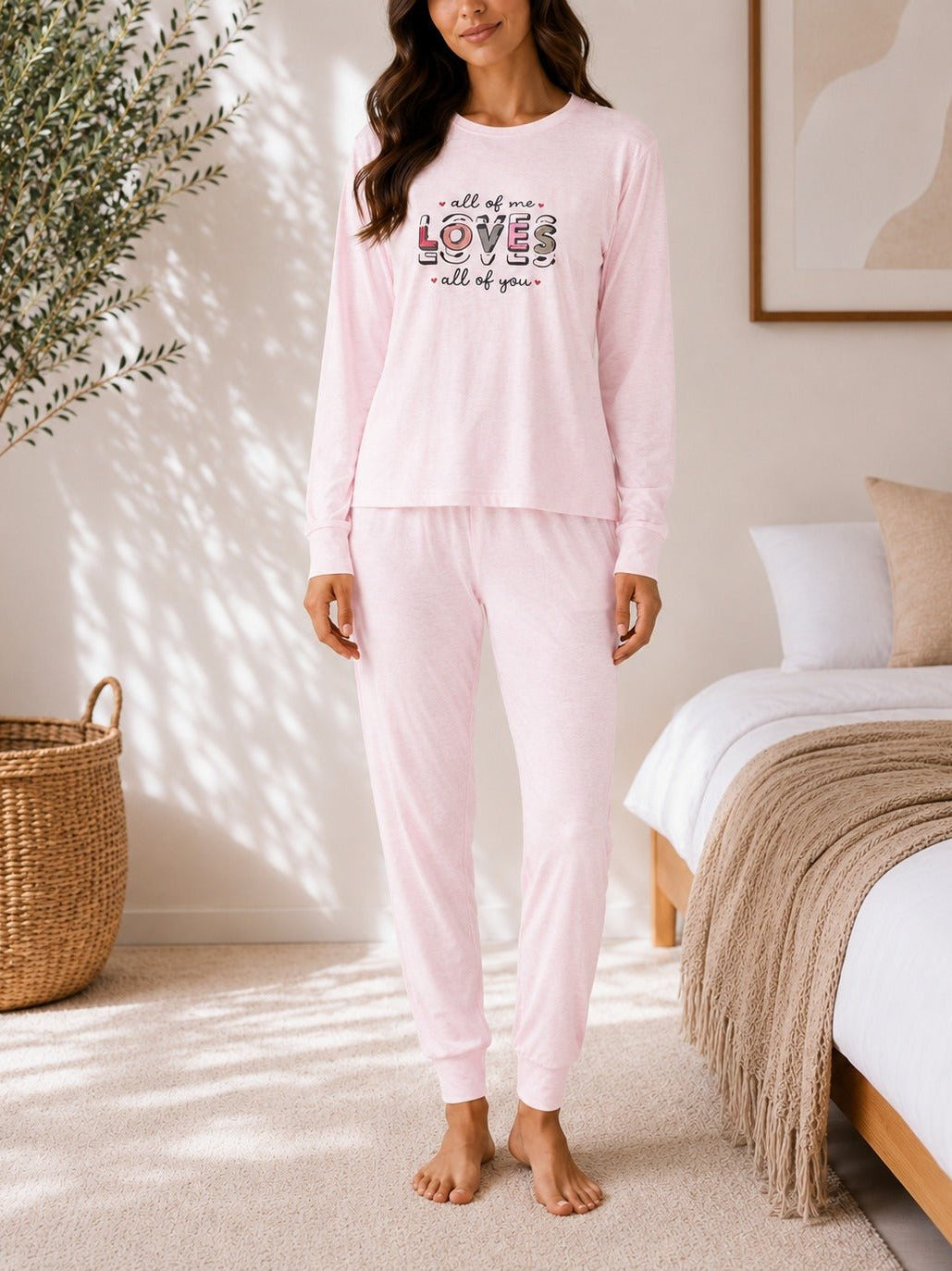 Ladies Pink Pj Set -All Of Me Loves All Of You - StylePhase SA
