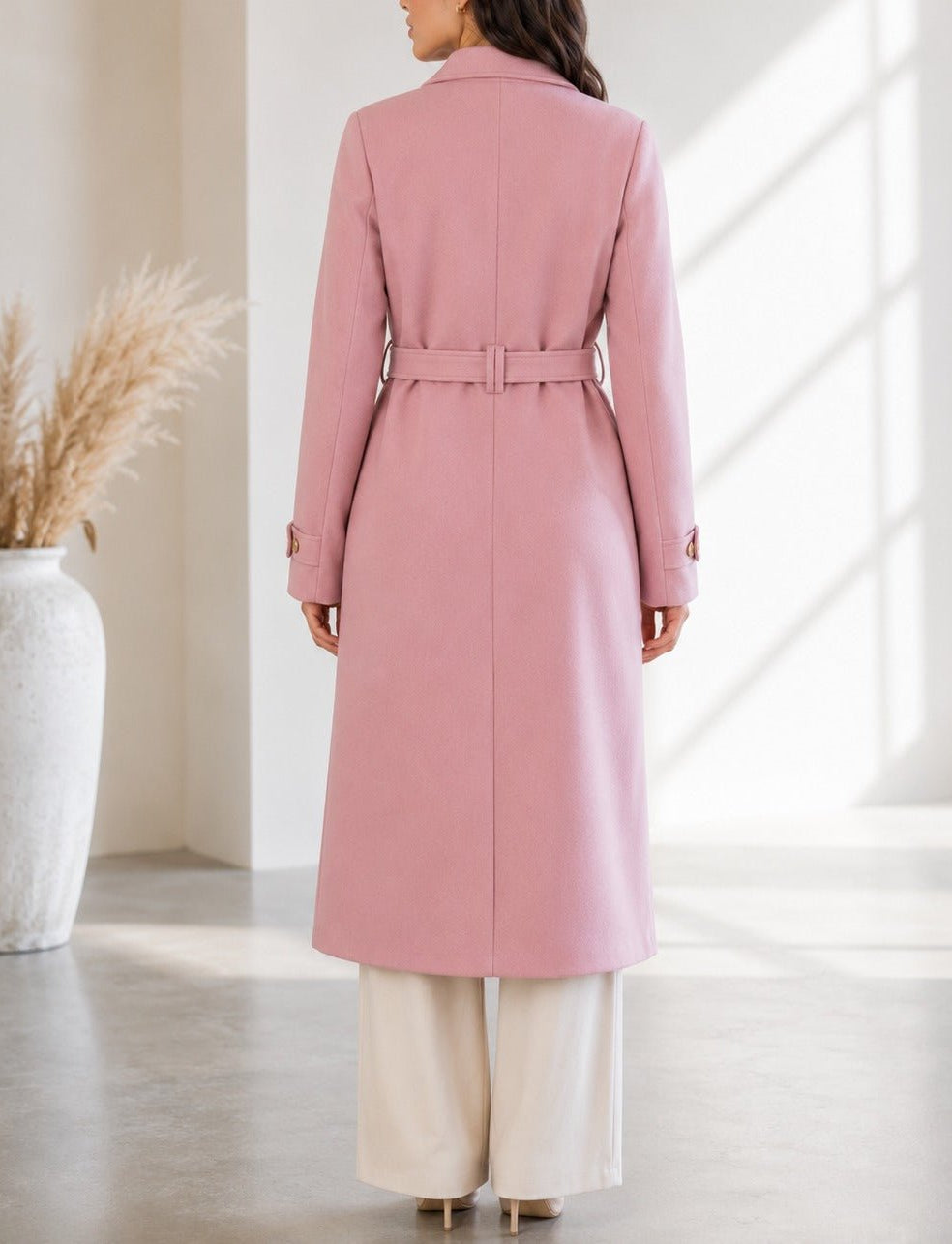 Ladies Pink Side Collar Melton Coat - StylePhase SA
