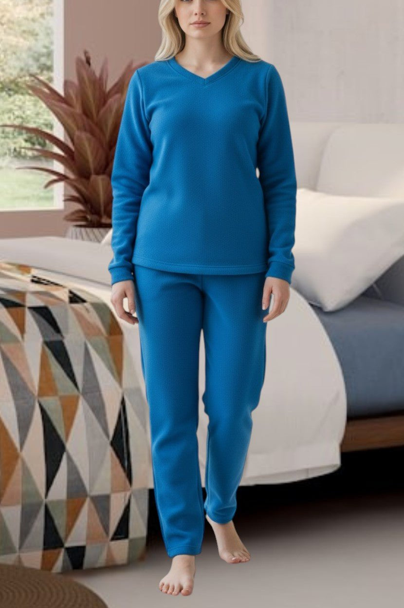 Ladies Polar Fleece Blue Pyjama Set - StylePhase SA