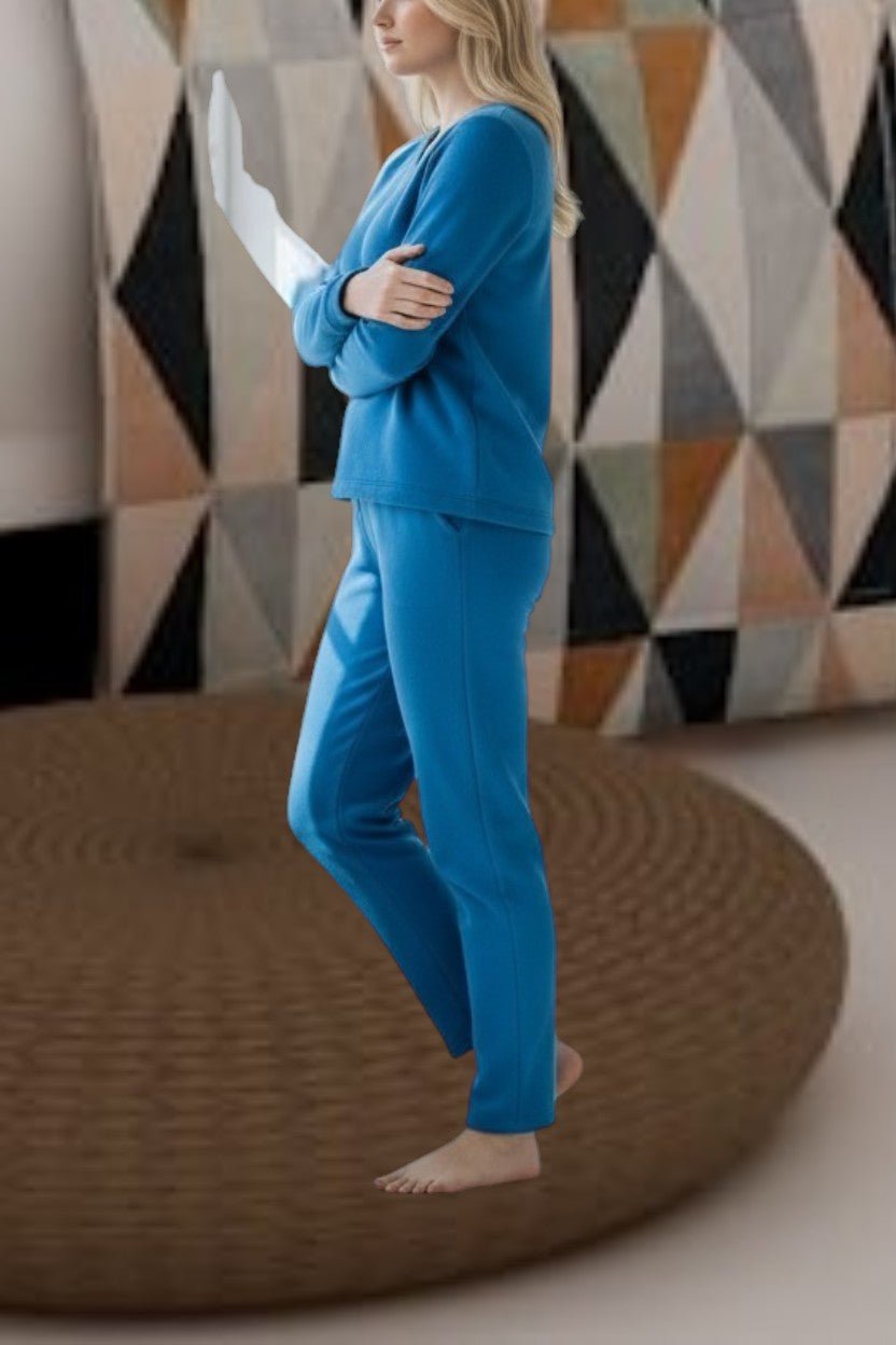 Ladies Polar Fleece Blue Pyjama Set - StylePhase SA