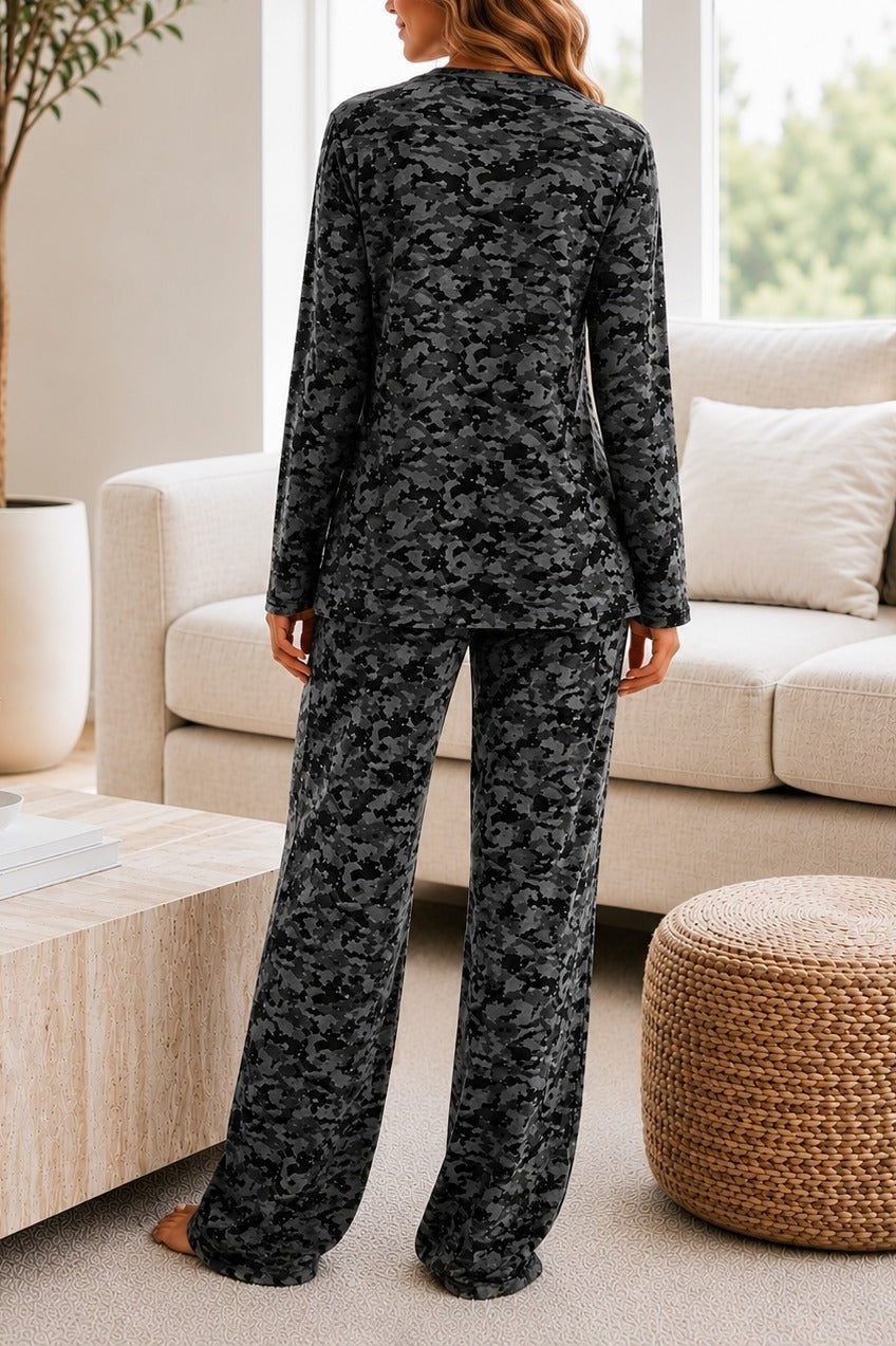 Ladies Polar Fleece Printed Pyjama Set - Grey - StylePhase SA