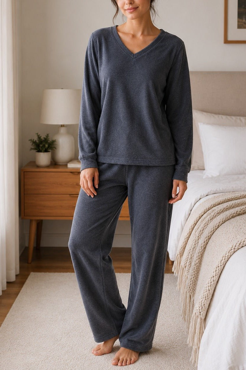 Ladies Polar Fleece Pyjama Set - Grey Shaded - StylePhase SA