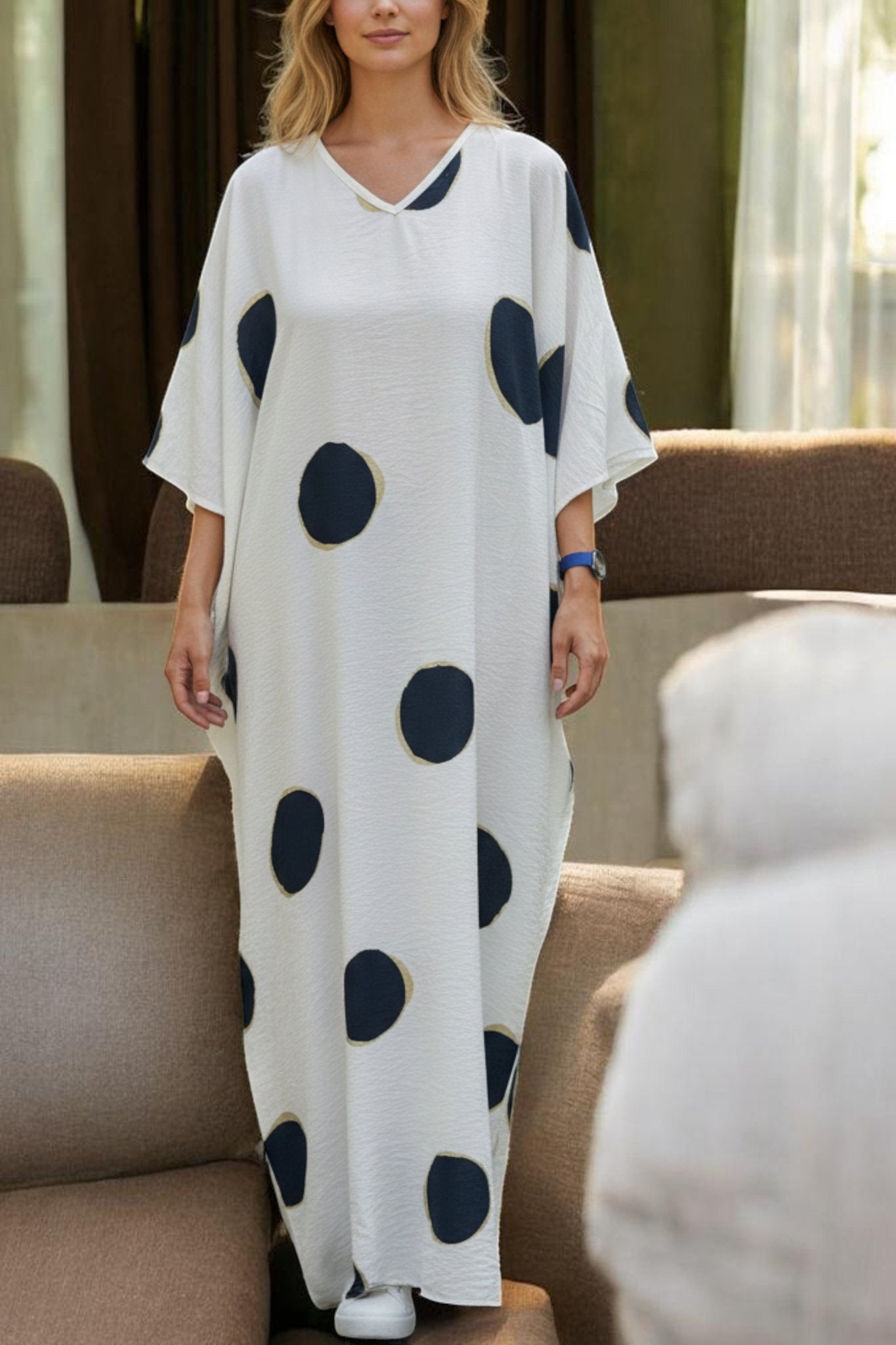 Ladies Polka Dot Free Size Kaftan - StylePhase SA
