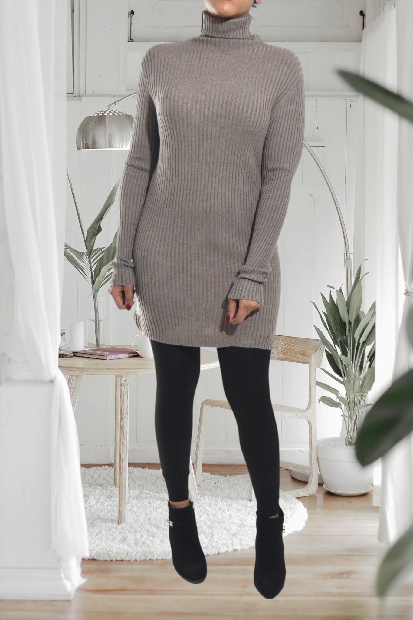Ladies Polo Neck Dress Top - Khaki - StylePhase SA