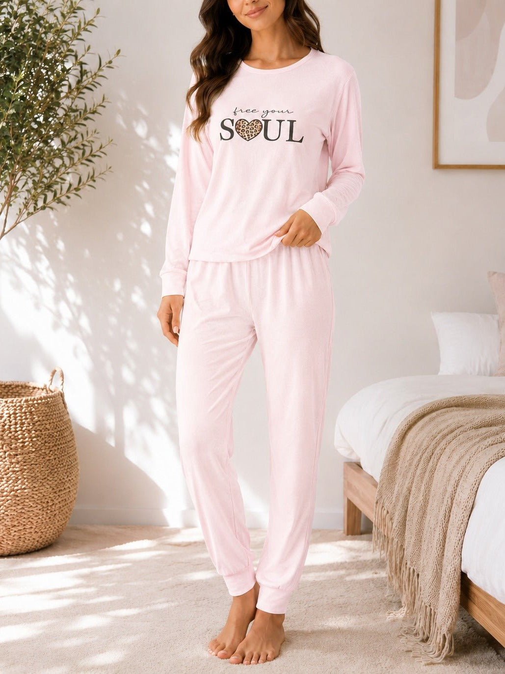 Ladies Printed Pink Pj Set -Free your soul - StylePhase SA