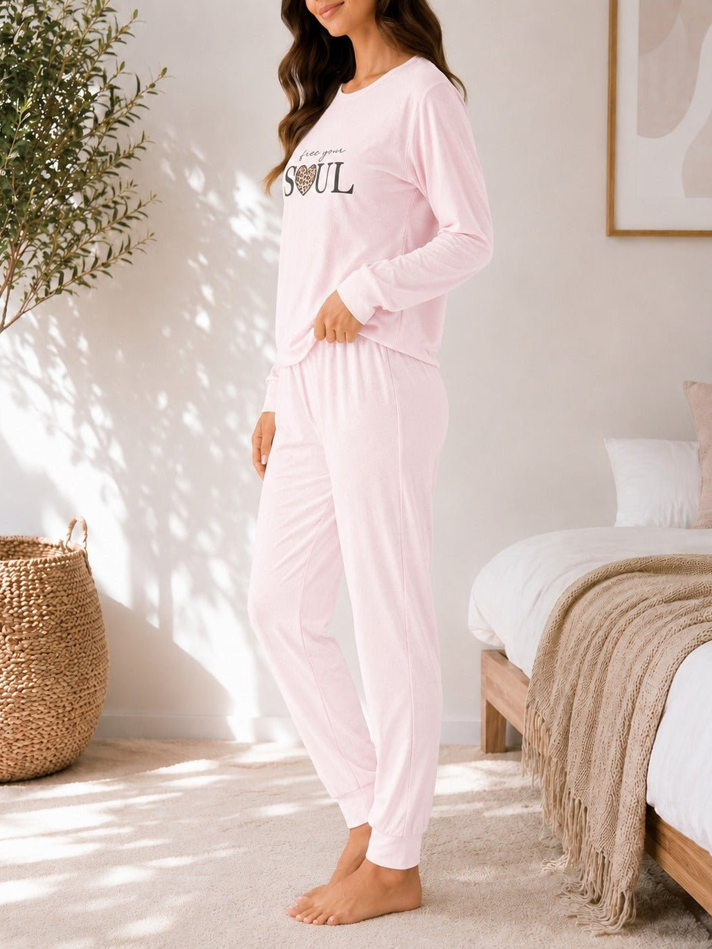 Ladies Printed Pink Pj Set -Free your soul - StylePhase SA