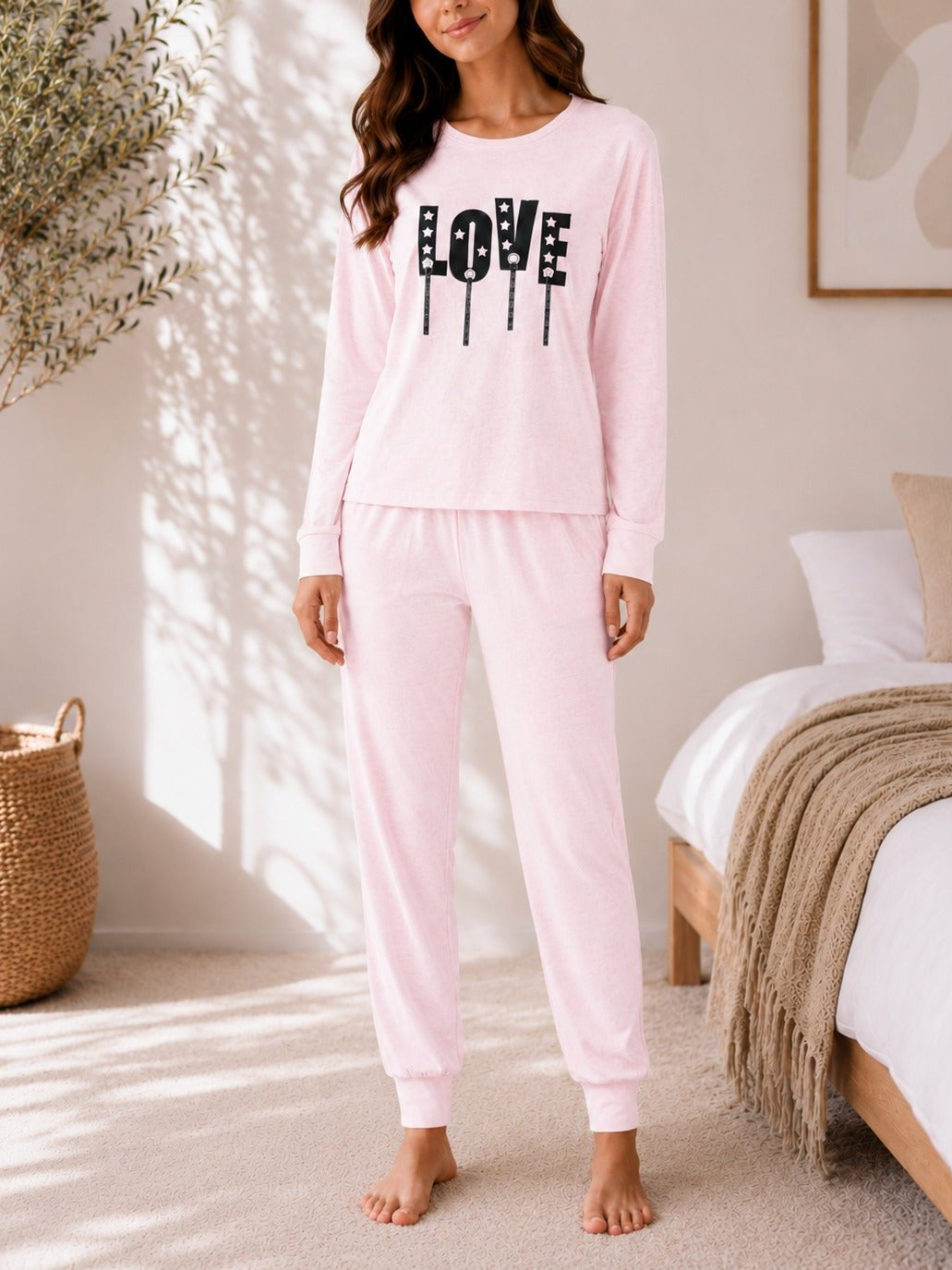 Ladies Printed Pink Pj Set -LOVE - StylePhase SA