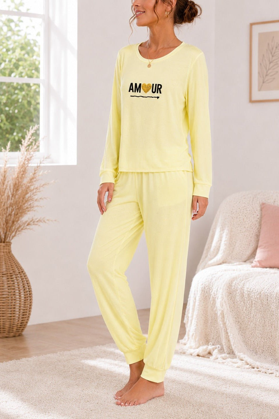 Ladies Printed Yellow Pj Set -Amour - StylePhase SA