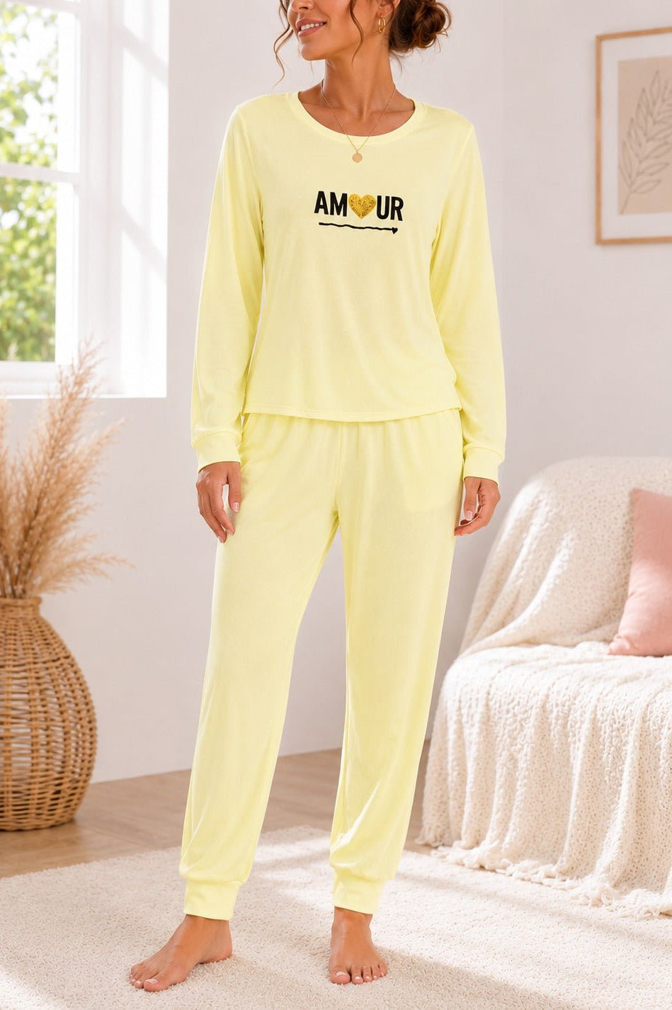 Ladies Printed Yellow Pj Set -Amour - StylePhase SA