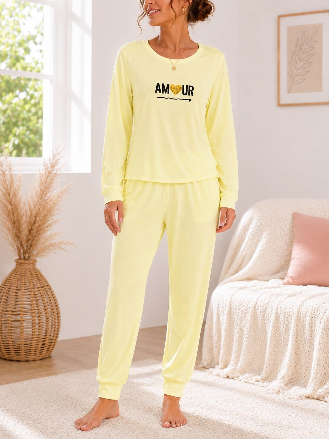 Ladies Printed Yellow Pj Set -Amour - StylePhase SA