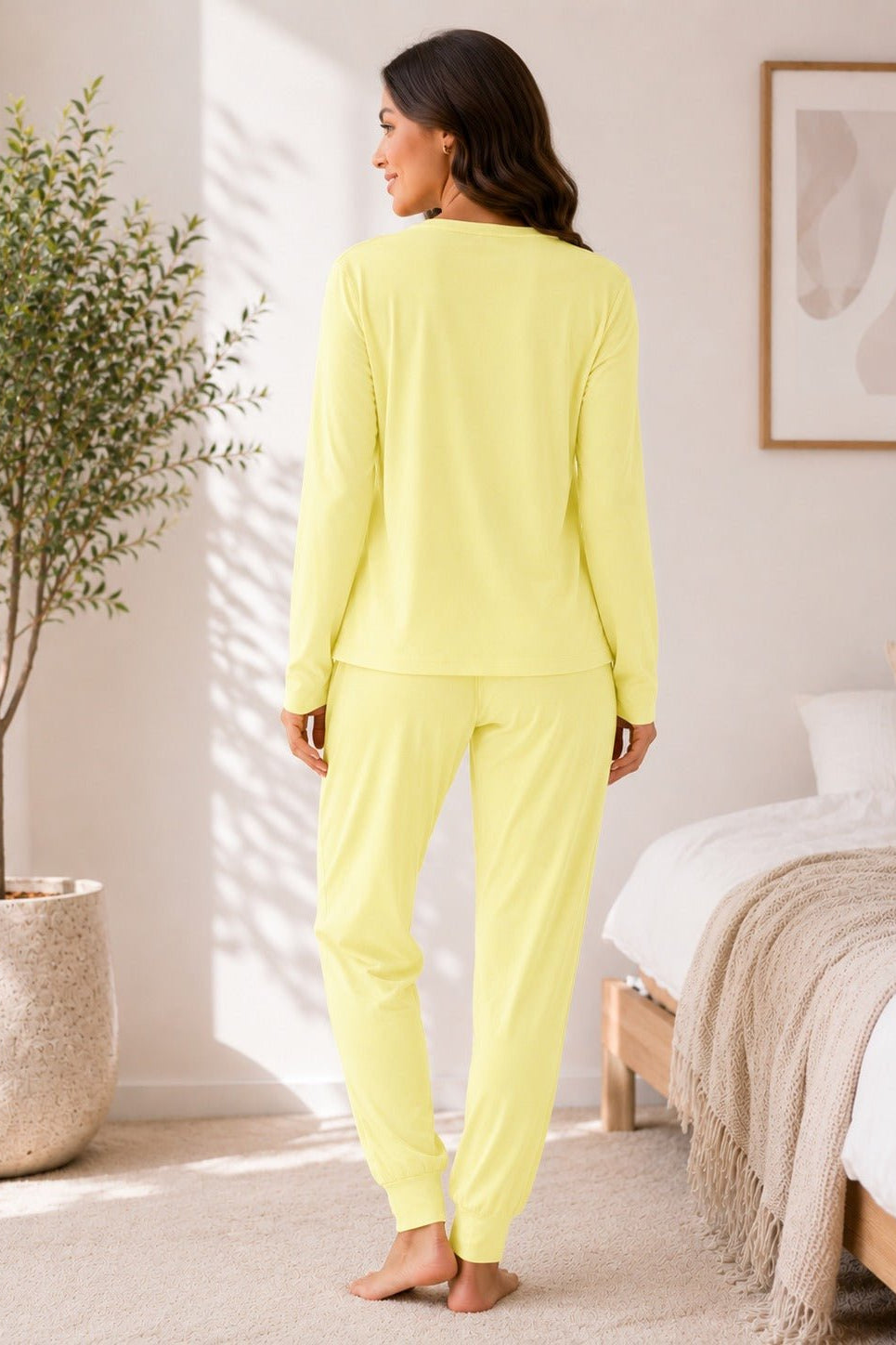 Ladies Printed Yellow Pj Set -Good Vibes Only - StylePhase SA