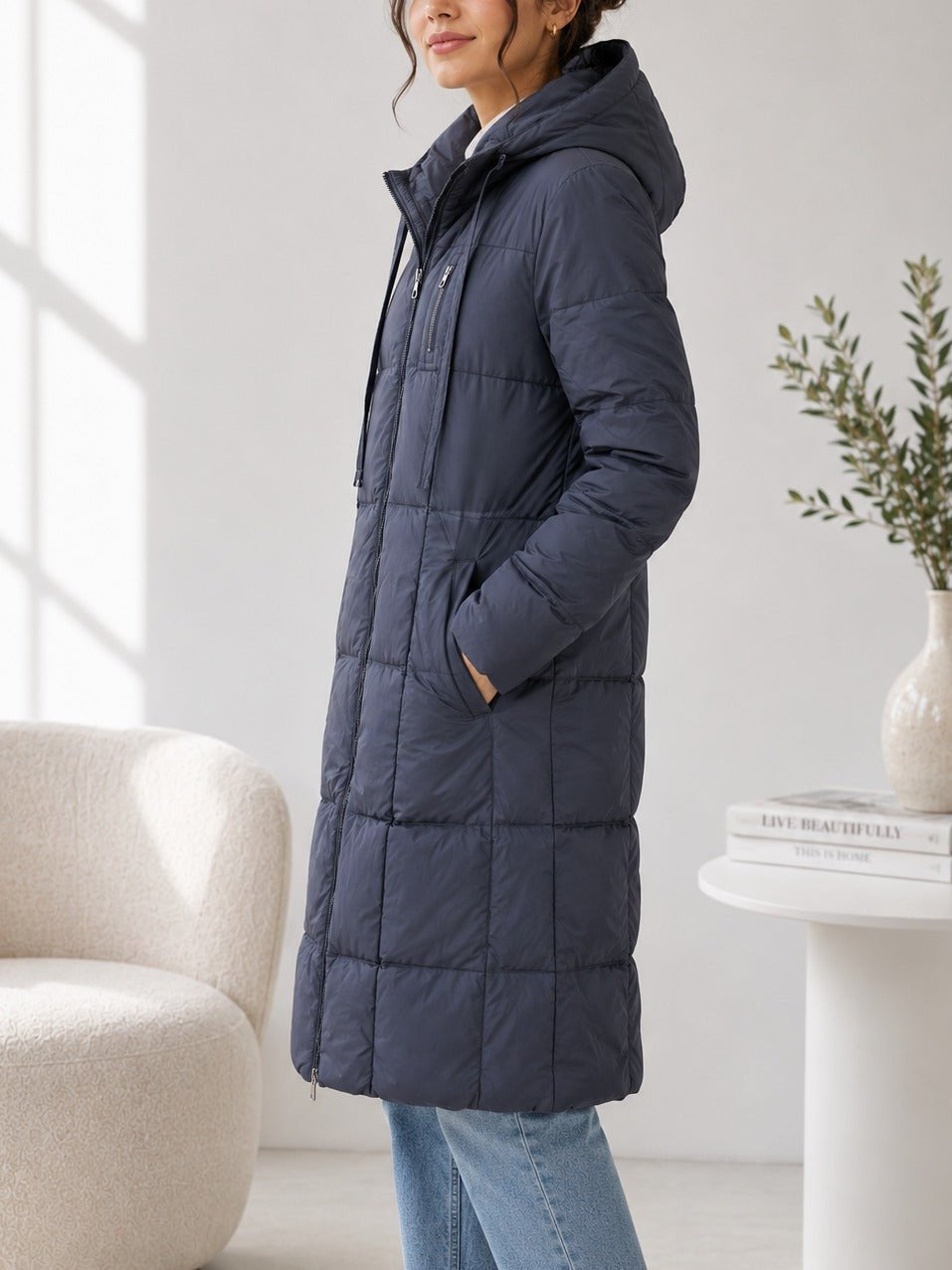 Ladies Quilted Black Lined Puffer Jacket - StylePhase SA
