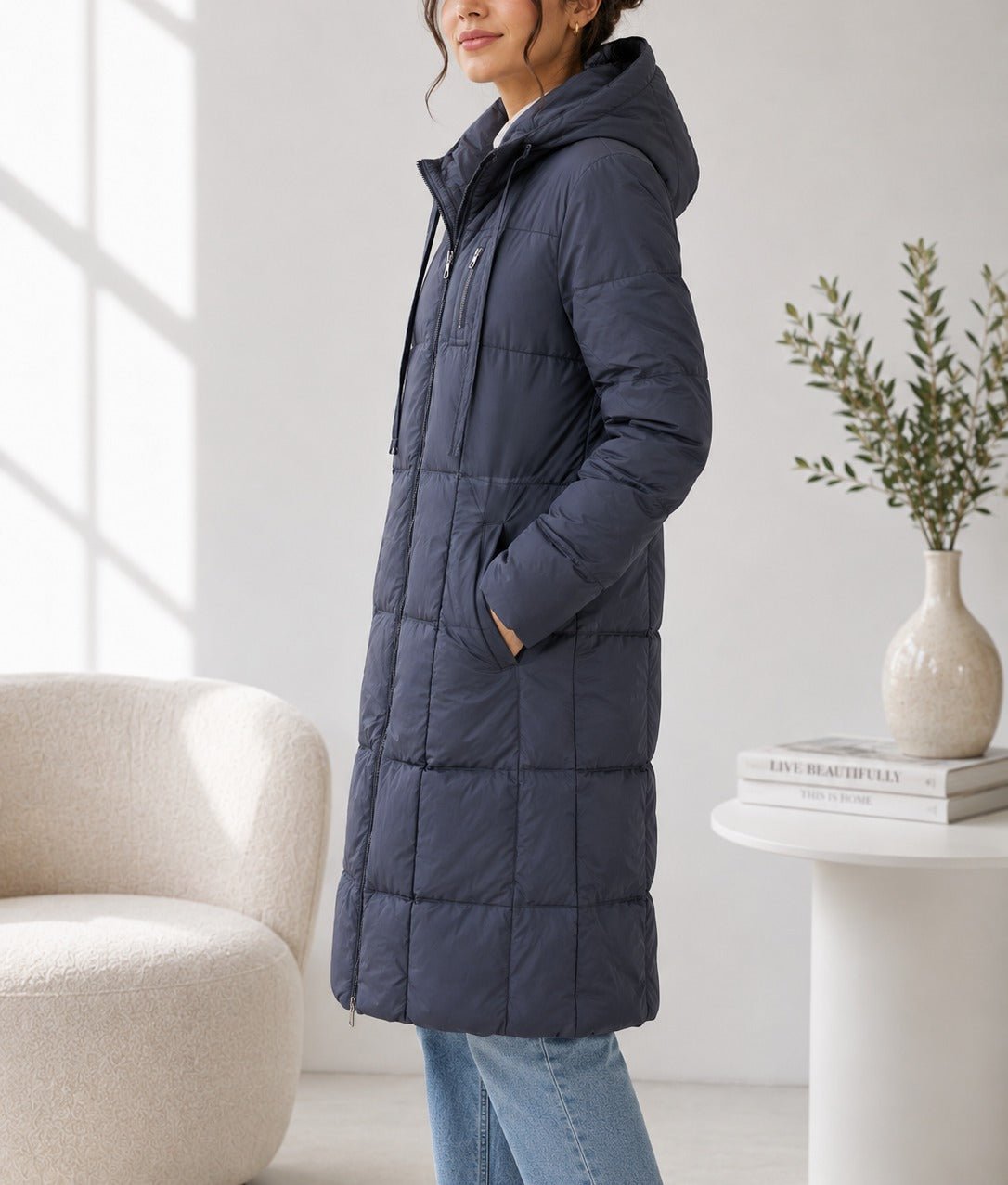 Ladies Quilted Black Lined Puffer Jacket - StylePhase SA
