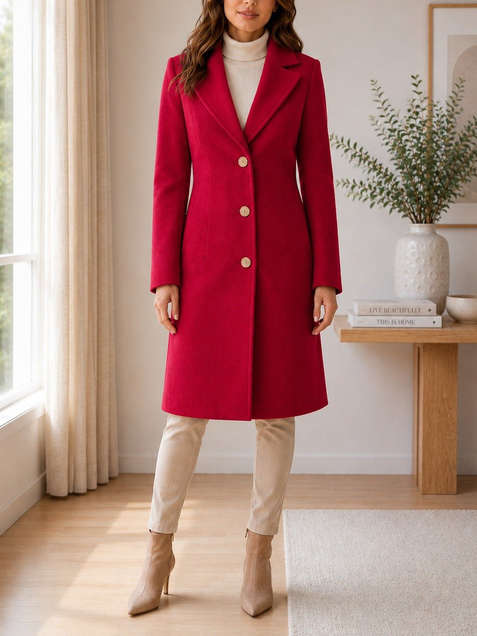 Ladies Red 3 Button Melton Coat - StylePhase SA