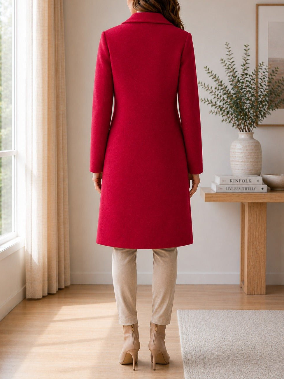 Ladies Red 3 Button Melton Coat - StylePhase SA