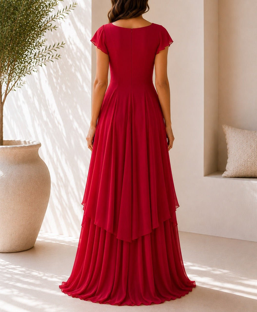 Ladies Red Layered Maxi Dress - StylePhase SA