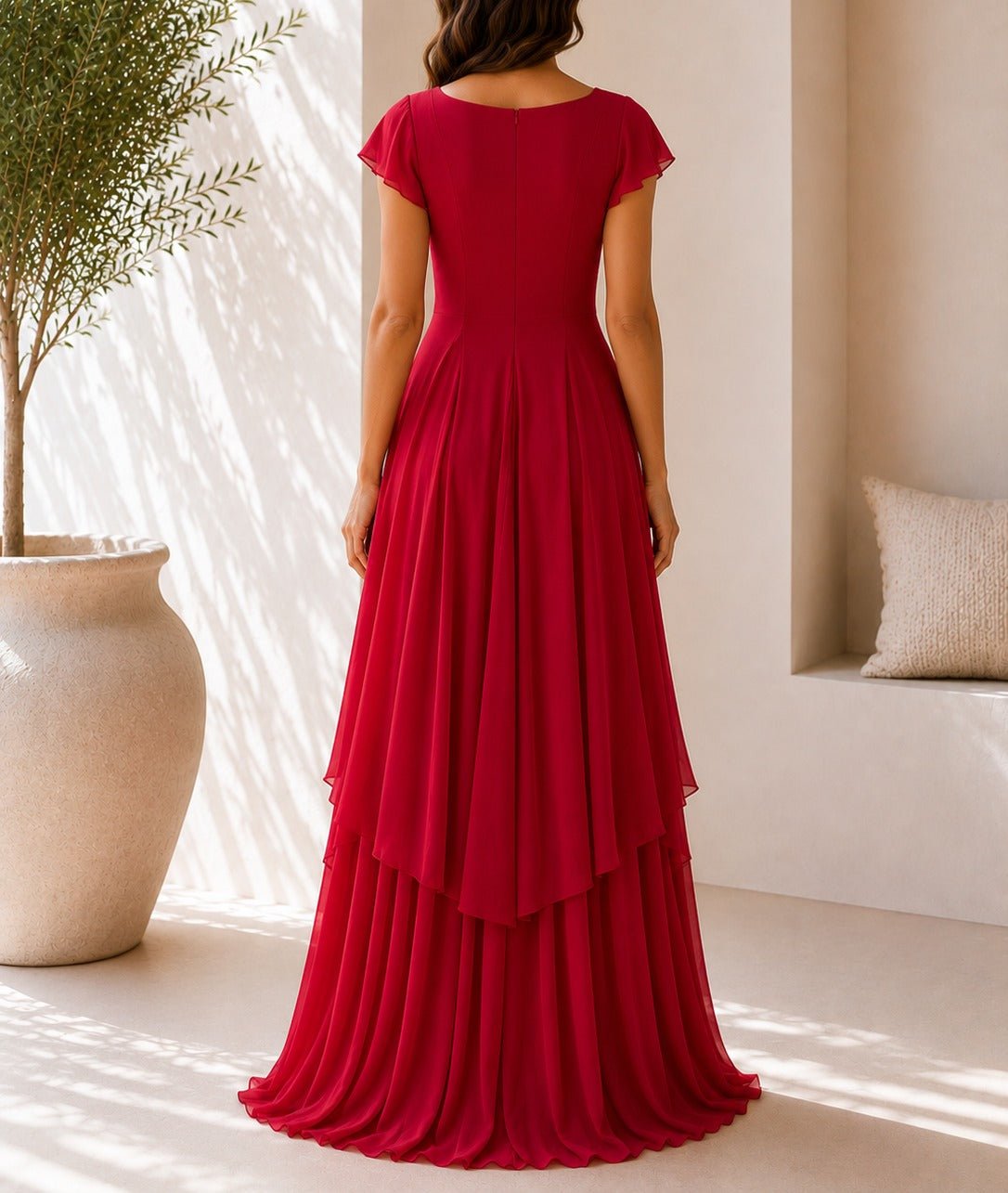Ladies Red Layered Maxi Dress - StylePhase SA