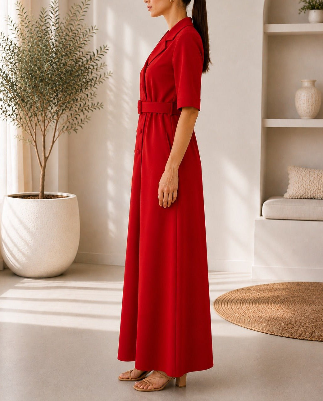 Ladies Red New Feeling Double Breast Dress - StylePhase SA