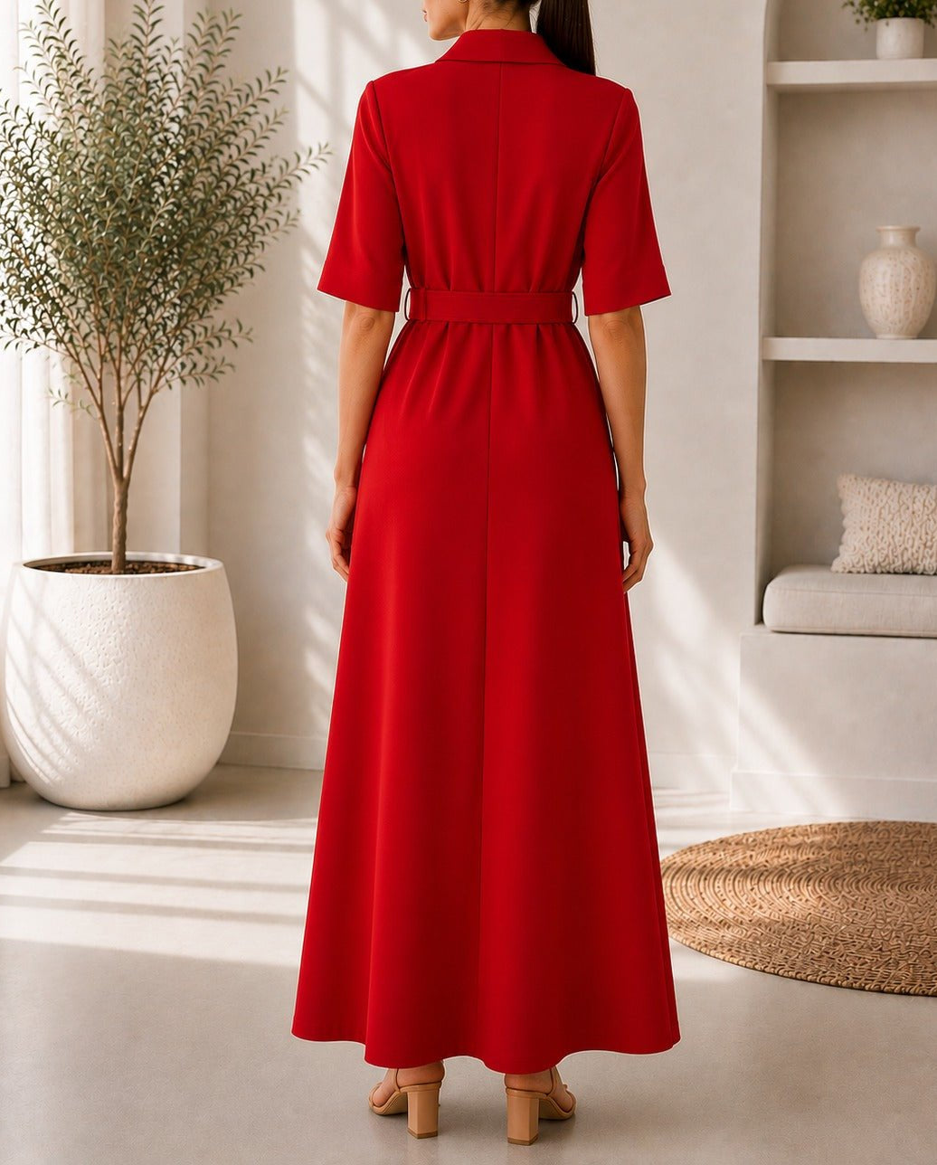 Ladies Red New Feeling Double Breast Dress - StylePhase SA