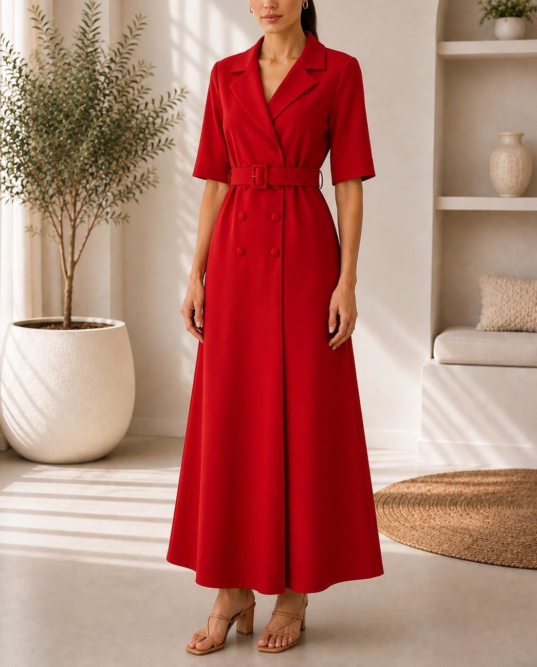 Ladies Red New Feeling Double Breast Dress - StylePhase SA