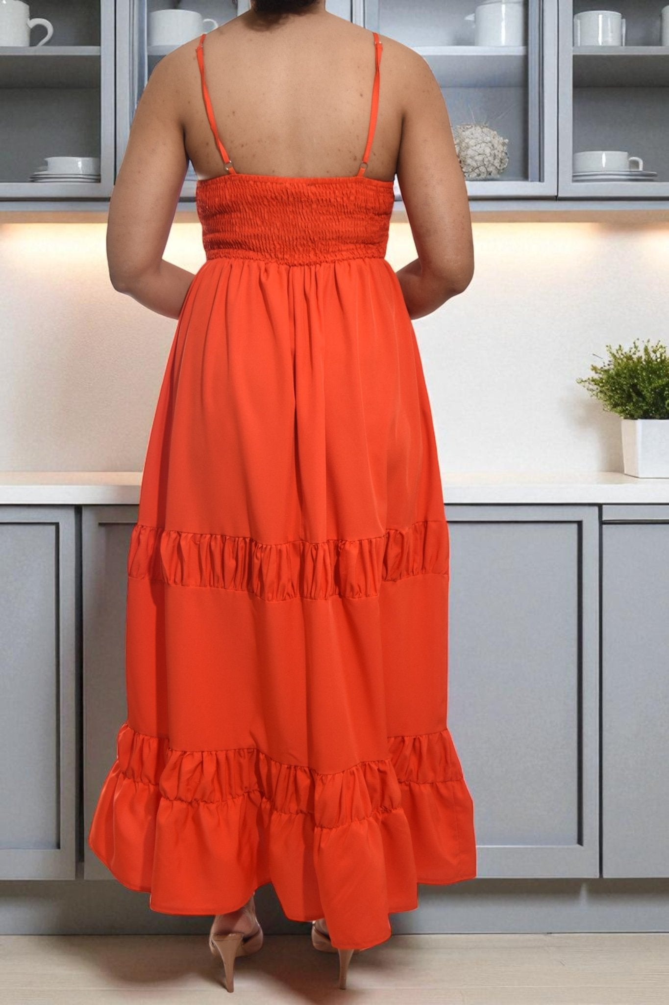 Ladies Ruche Orange Dress - StylePhase SA
