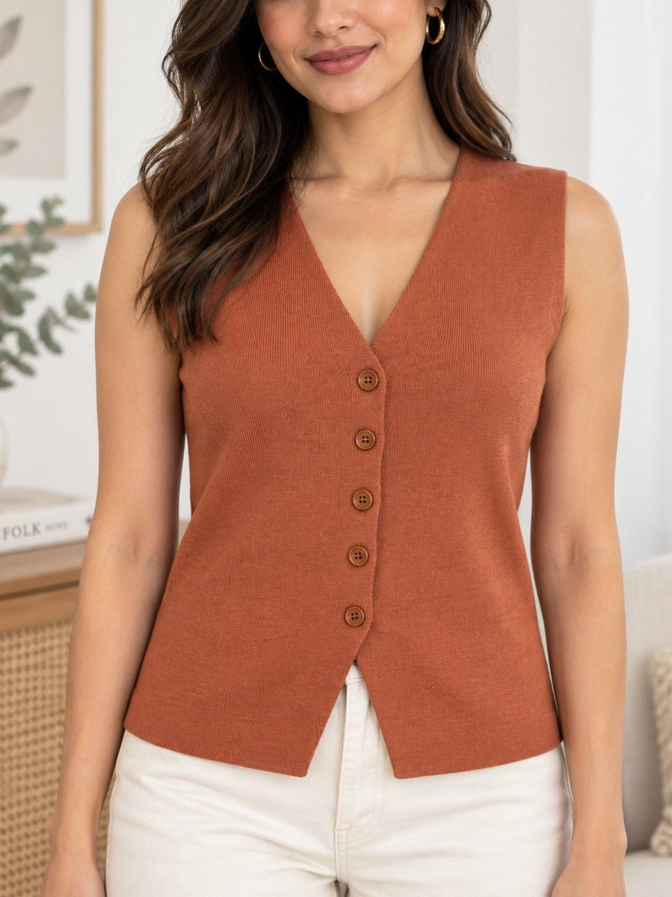 Ladies Rust Sleeveless Jersey Top - StylePhase SA