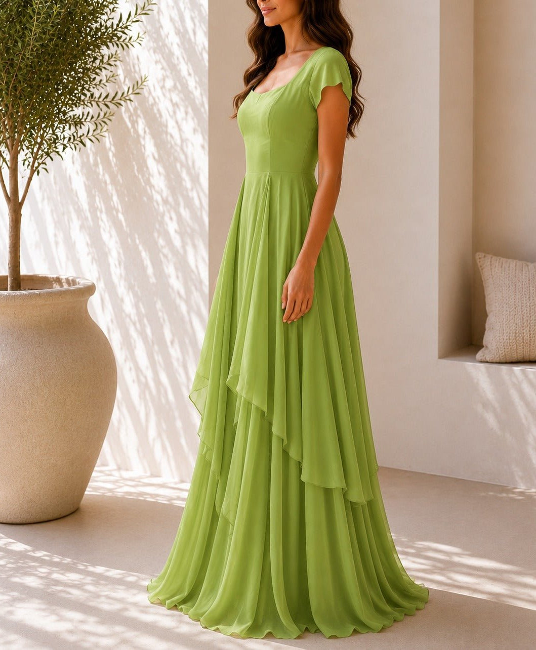 Ladies Sage Green Layered Maxi Dress - StylePhase SA