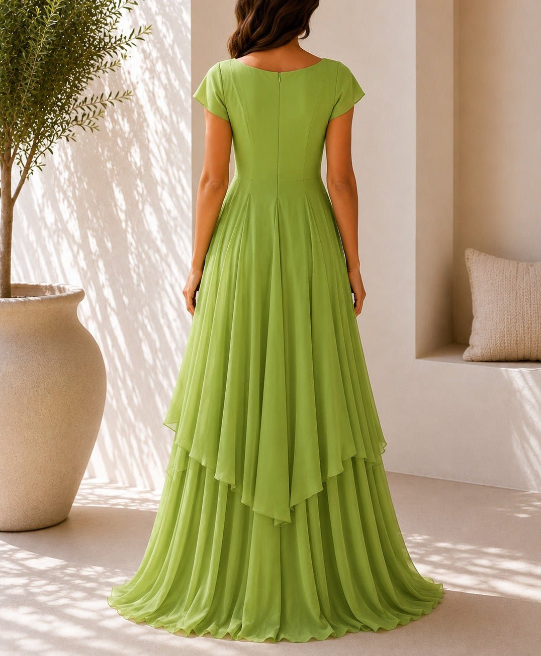 Ladies Sage Green Layered Maxi Dress - StylePhase SA