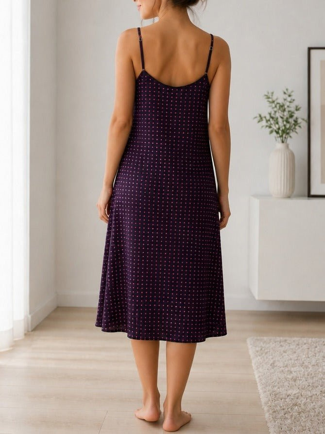 Ladies Satin Chemise - Pink Polka Dot - StylePhase SA