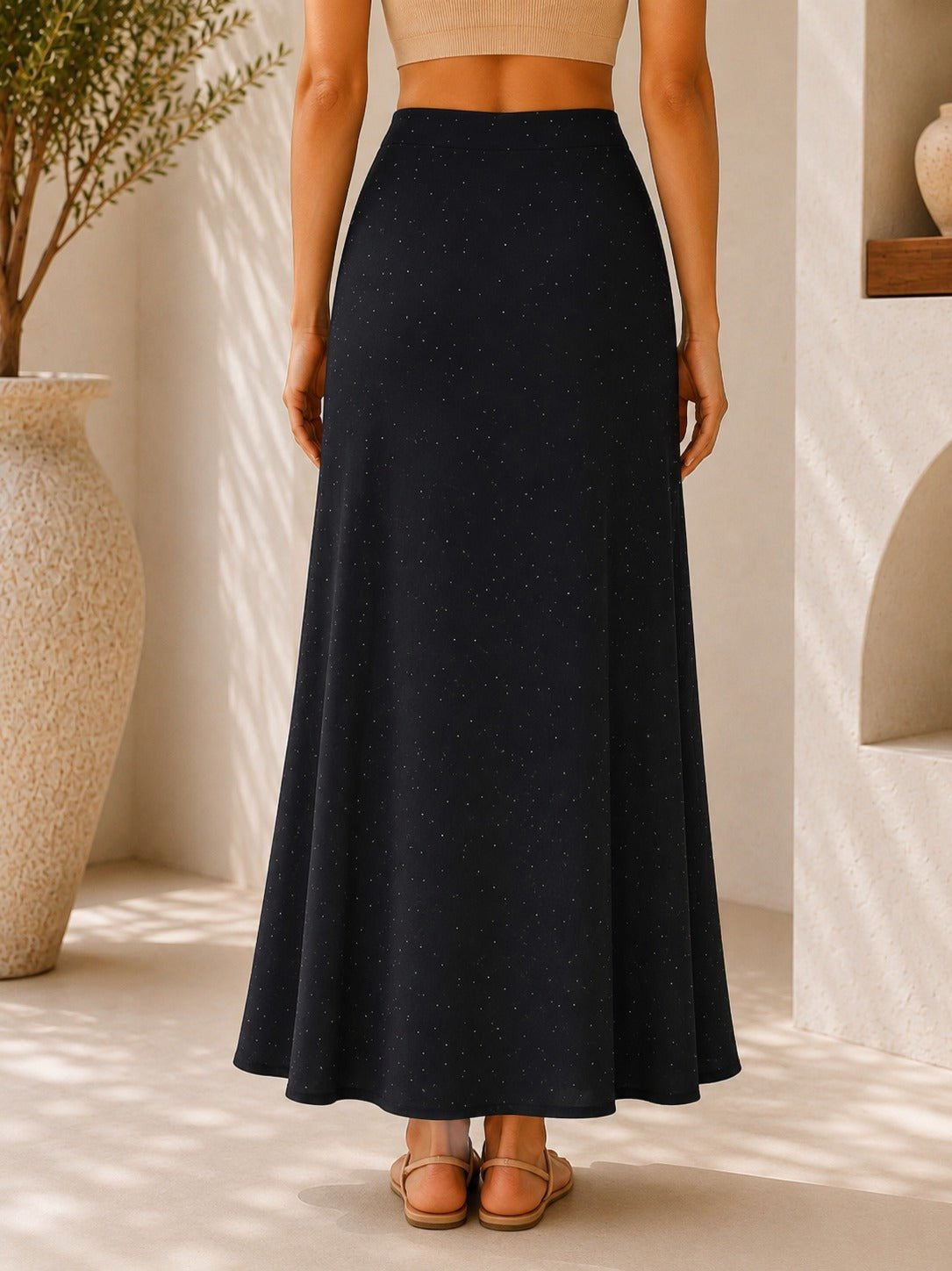 Ladies Satin Embossed Black Skirt- New Feeling - StylePhase SA