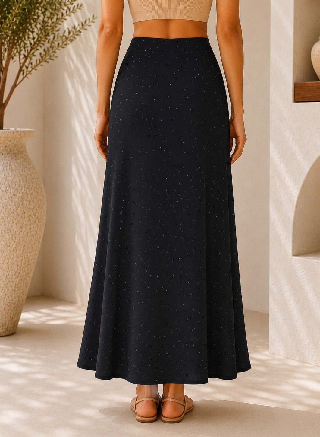 Ladies Satin Embossed Black Skirt- New Feeling - StylePhase SA