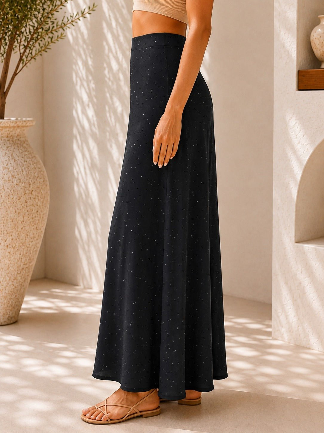 Ladies Satin Embossed Black Skirt- New Feeling - StylePhase SA