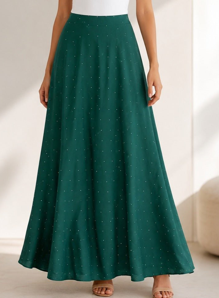 Ladies Satin Embossed Emerald Skirt- New Feeling - StylePhase SA