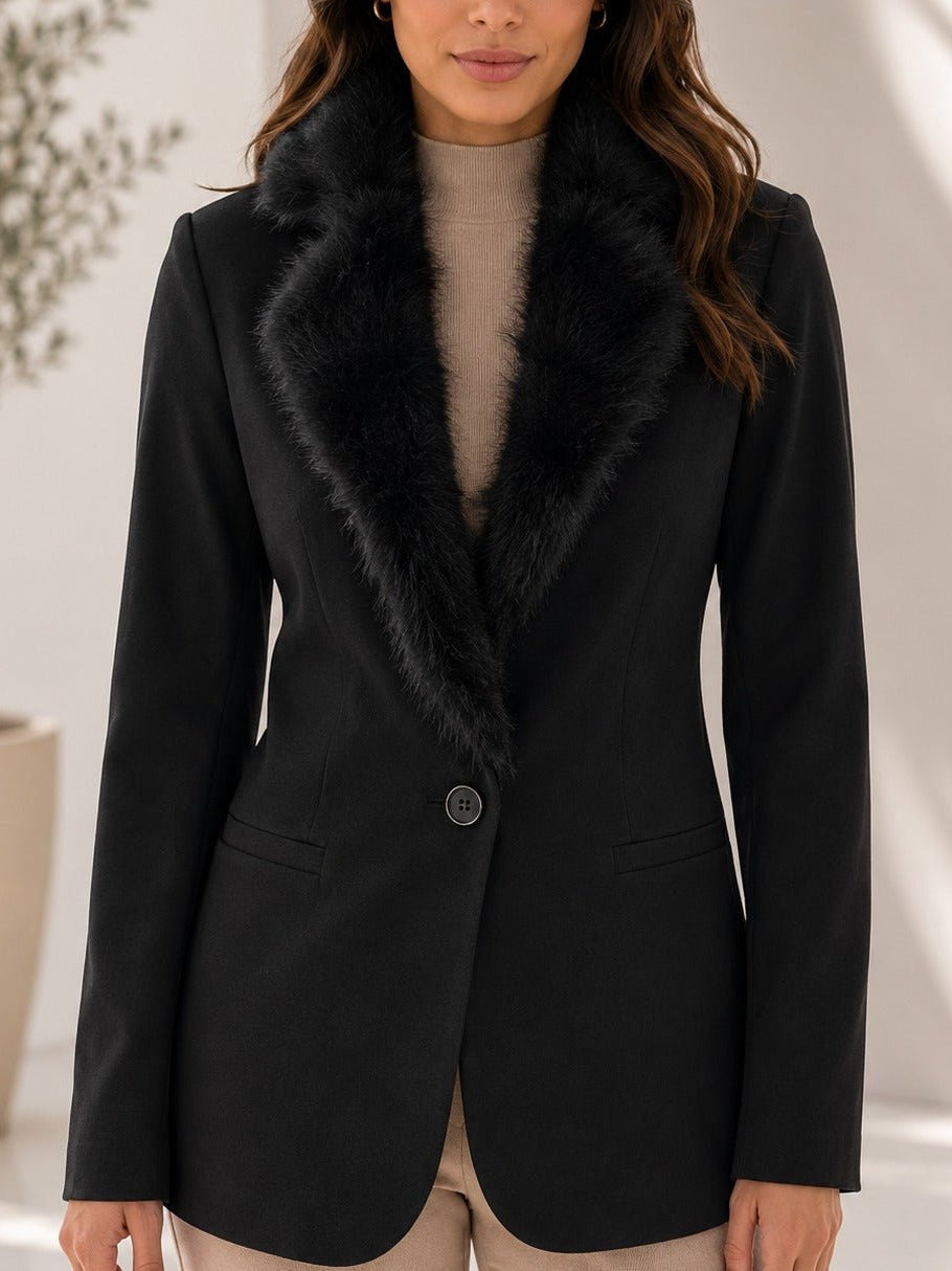 Ladies Single Button Fur Blazer - StylePhase SA