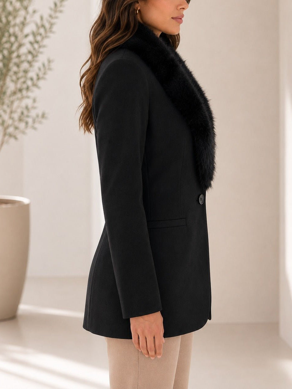 Ladies Single Button Fur Blazer - StylePhase SA