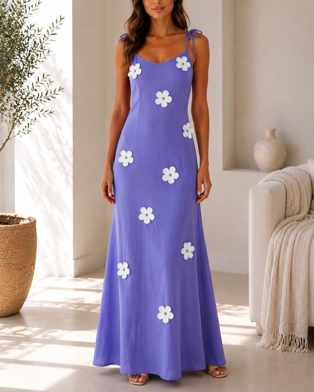 Ladies Sleeveless Lilac New Feeling 3D Floral Detail Dress - StylePhase SA