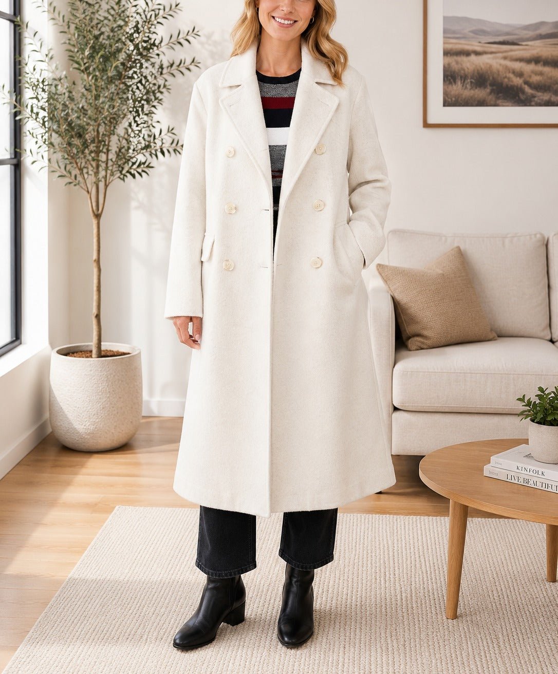 Ladies Snow White Heavy Weight Melton Coat - StylePhase SA