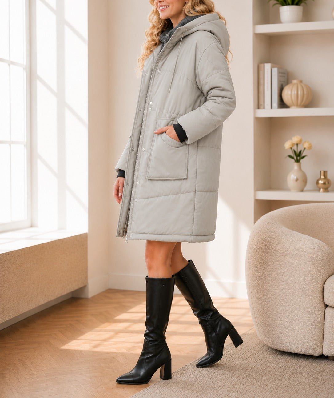 Ladies Stone Fleece Lined Hoody Jacket - StylePhase SA