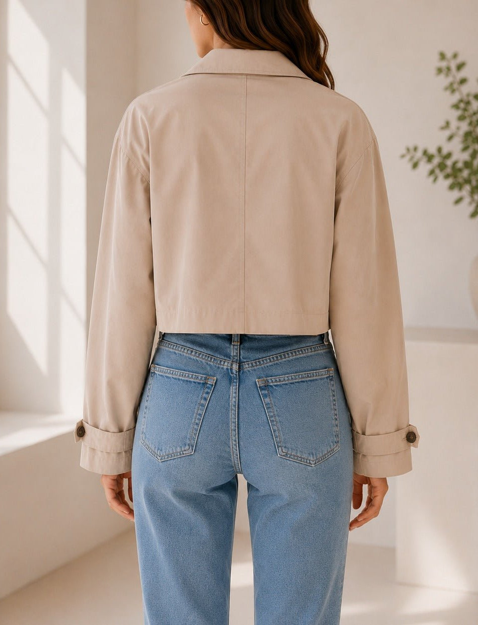 Ladies Stone Lined Cropped Trench Coat - StylePhase SA